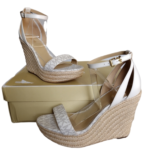 MICHAEL KORS Kimberly Logo and Leather Wedge Sandal - Picture 7 of 9